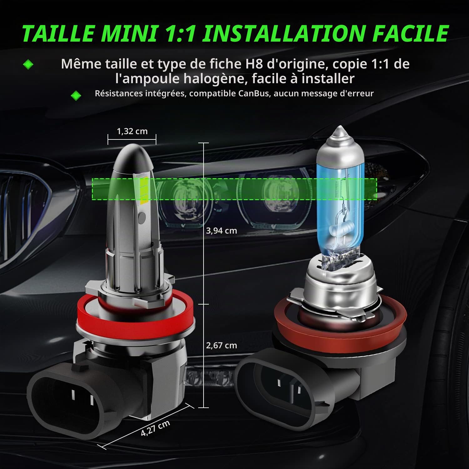 H8 LED Angel Eyes Bulbs 12V 40W 6000K Blanc H9 H11 H16 Feux de Brouillard Halo Bague Marqueur Ampoules CanBus pas d'Erreur Pour E90 E91 E92 M3 E93 E70 X5 E72 X6 E60 E61 E82 E84 X1, 2 Pièces