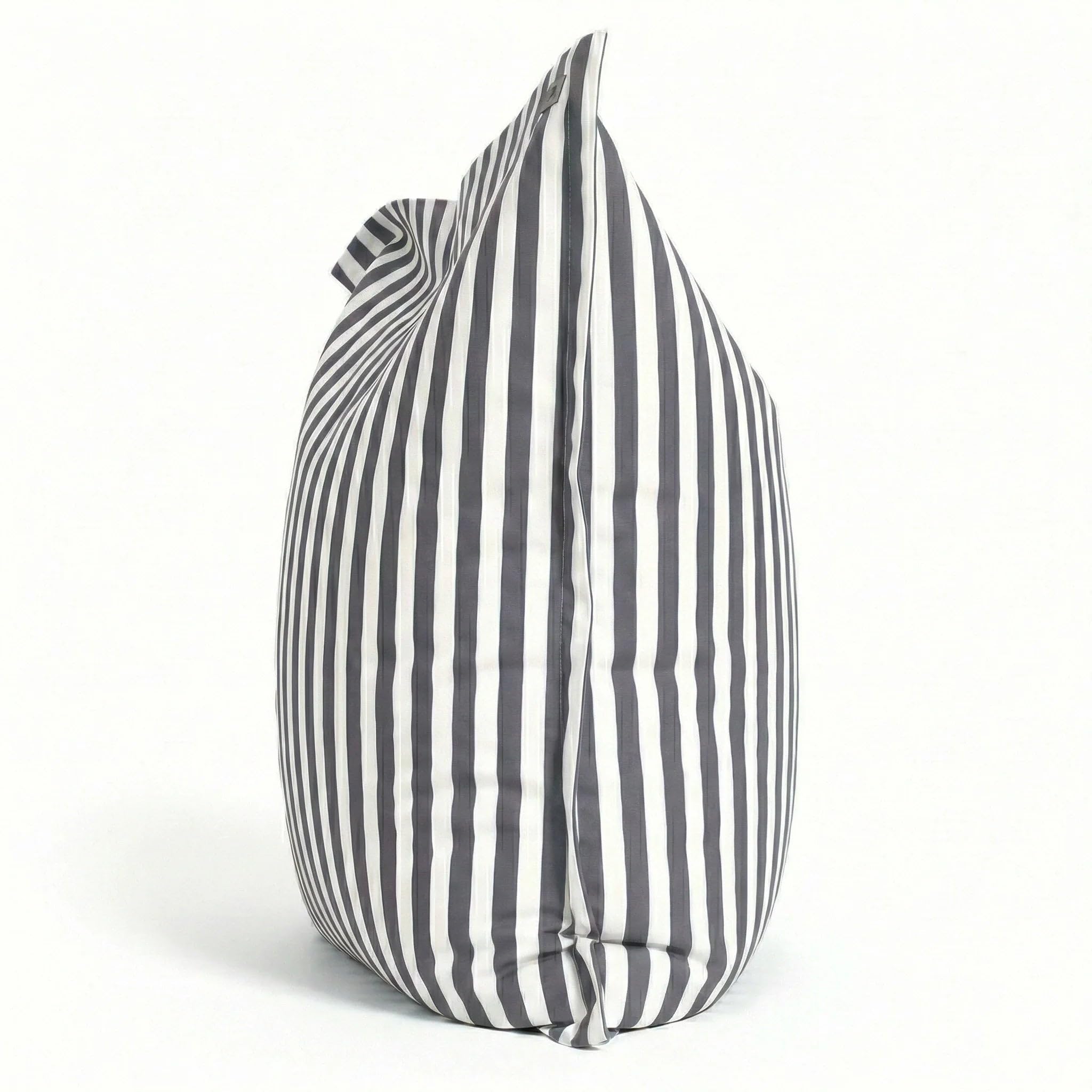 Housse pour Pouf Géant XXL 180x140cm - Rayure Gris Foncé - Anti-UV - Déhoussable - Déco Arts