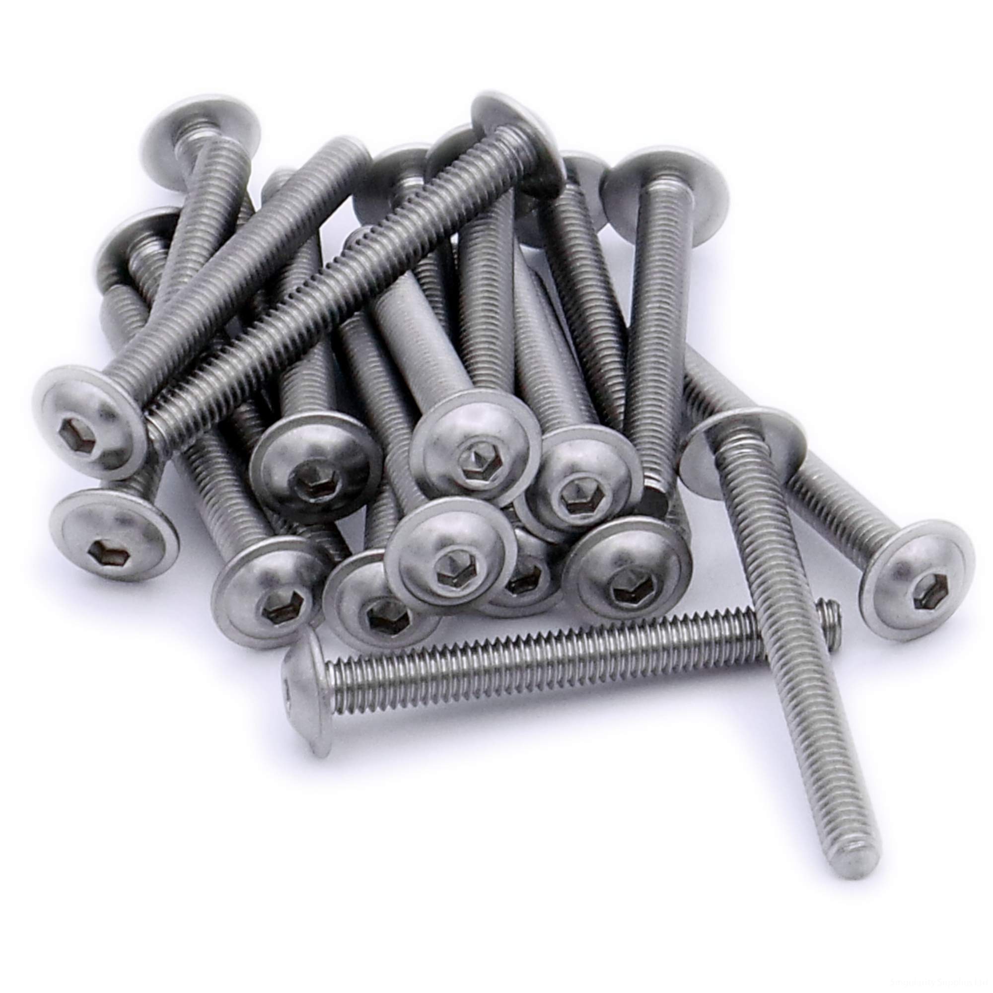 Singularity Supplies Silver M3 (3Mm X 25Mm) Flanged Hex Socket Button Machine Screw (Bolt) - Stainless Steel (A2) (Pack Of 20)