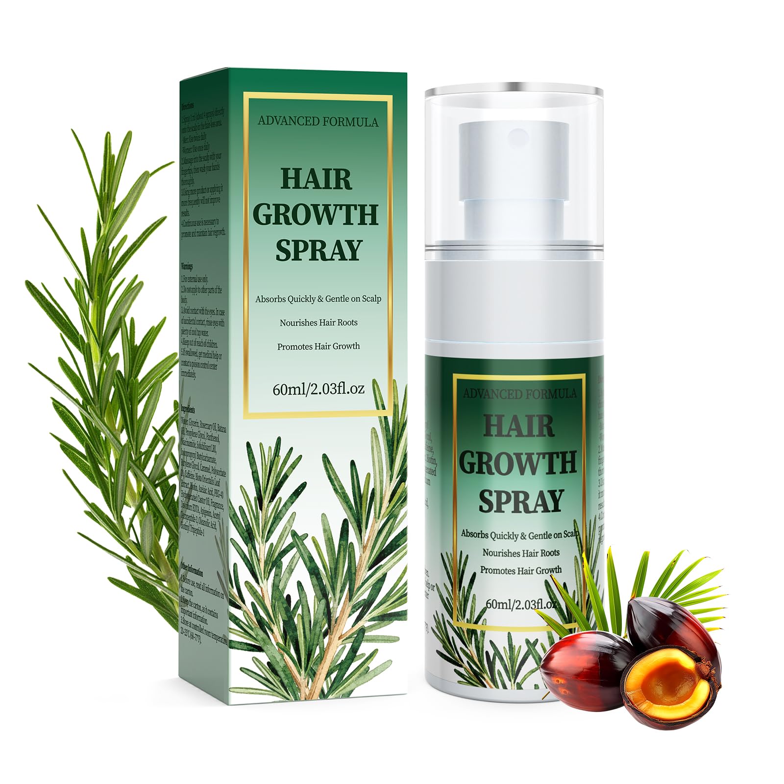 Aisisree Hair Growth Spray, Haarwachstum beschleunigen, Anti Haarausfall Frau/Männer Haarwachstum Serum, mit Rosmarinöl und Batana Öl, Shiny Hair Haarwuchs Booster, leichtes Leave-in Haarserum, 60 ml