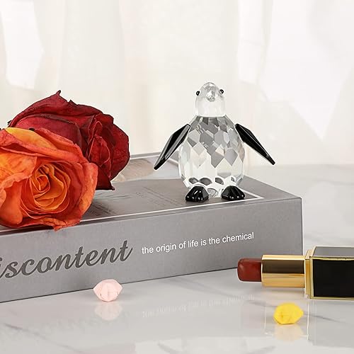 Miniatura 5 de OwnMy Figuras de pingüino de cristal, adornos de cristal transparente, escultura de pingüino coleccionable, pisapapeles de pingüino de cristal,