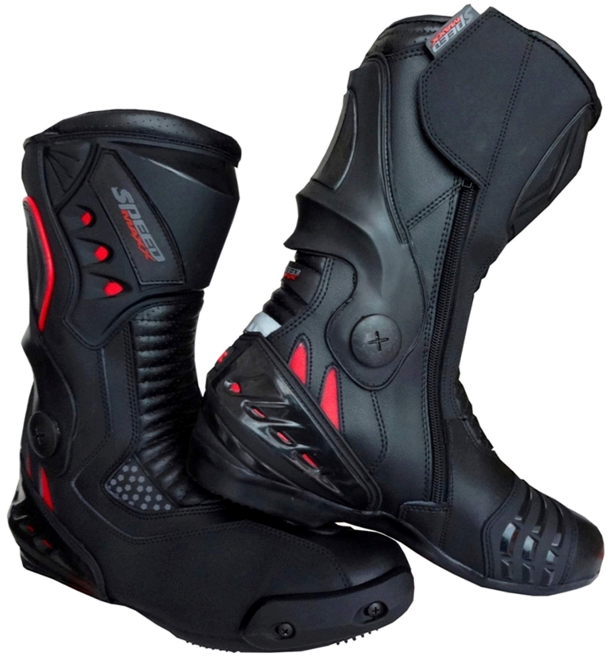 CE APPROVED BLACK SPEED MAX MENS MOTORBIKE MOTORCYCLE RACING LEATHER SHOES BOOTS (UK