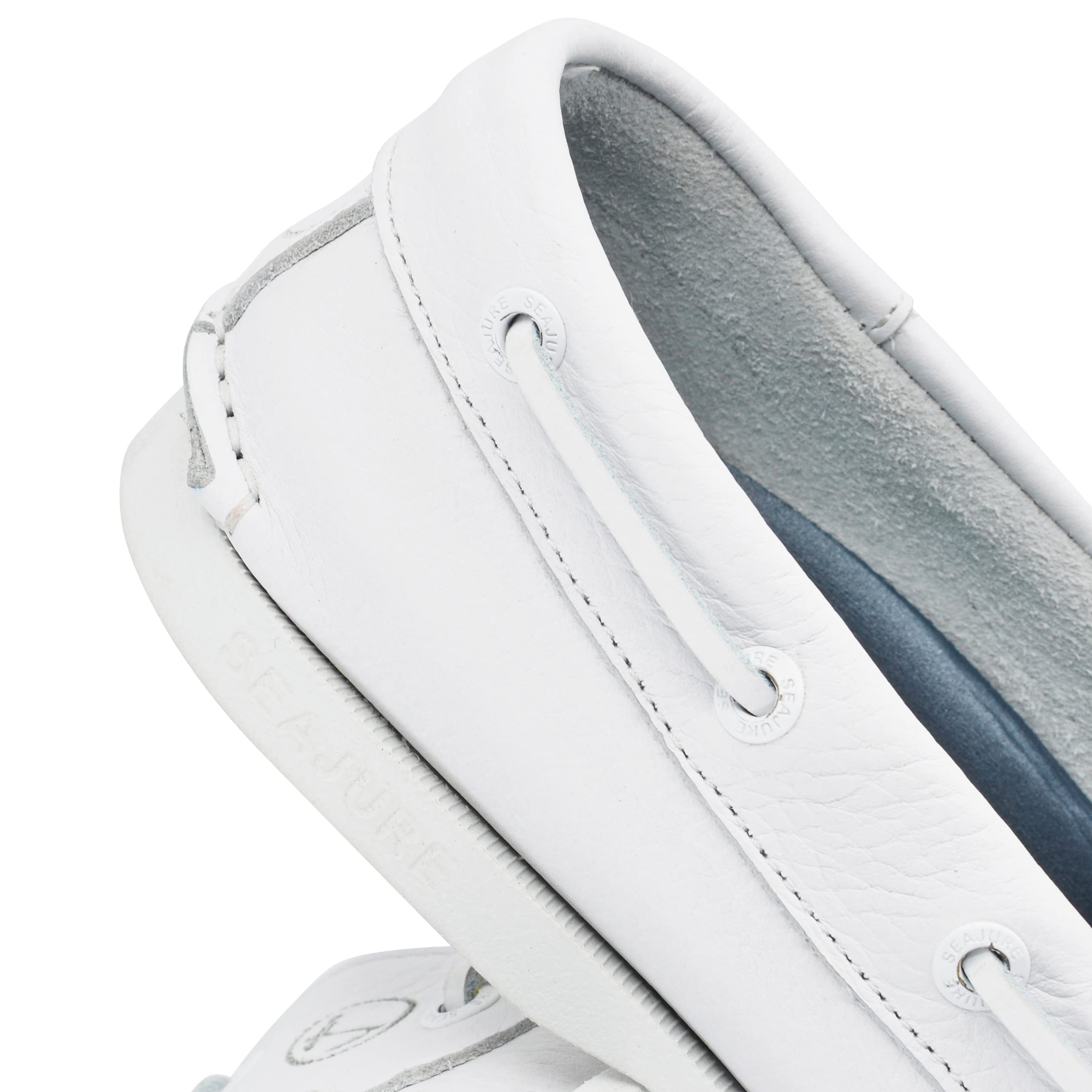 Seajure Chaussures Bateau pour Femme Knude Blanc Leather