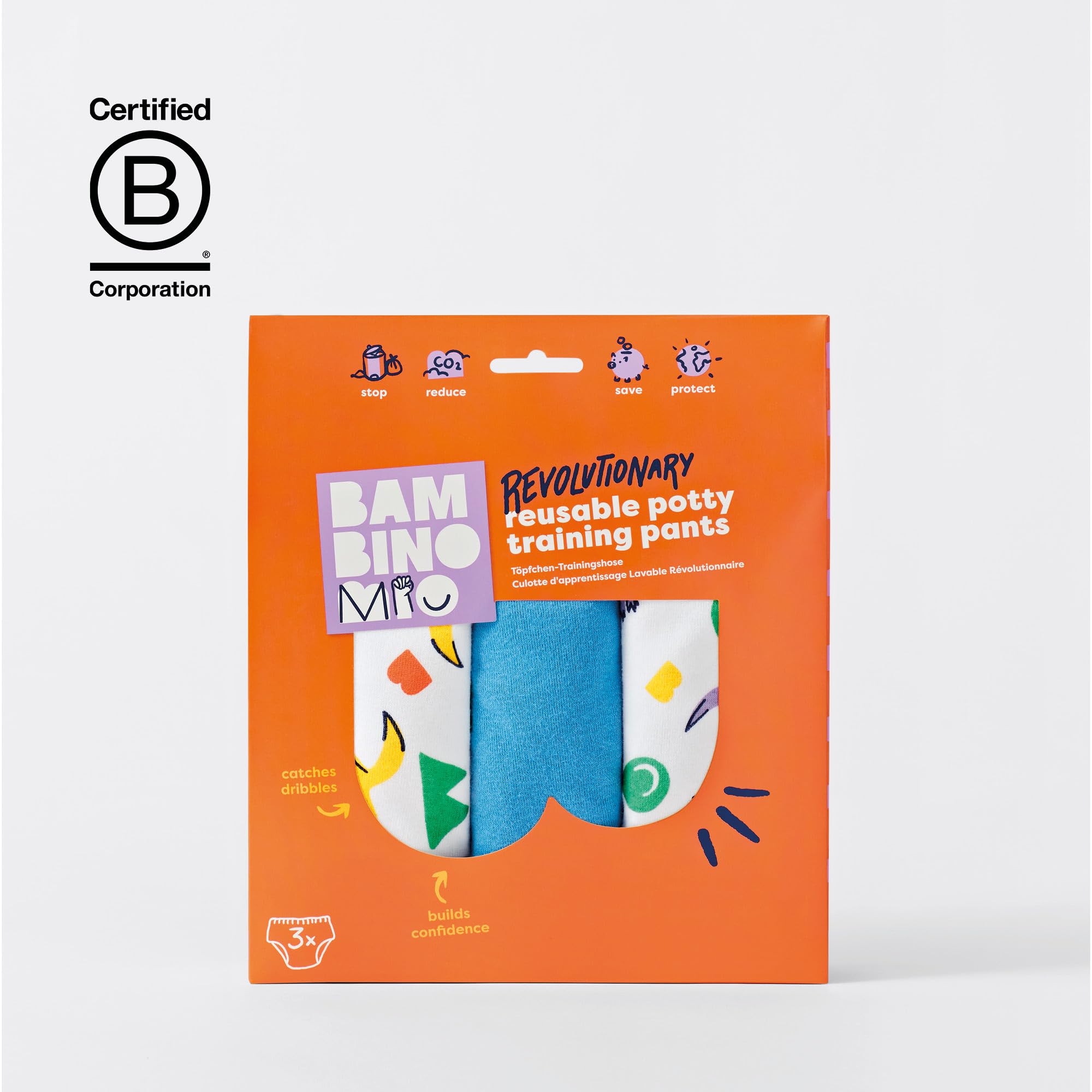 Culottes d'apprentissage Bambino Mio pour tout-petits, lot de 3, 2-3 ans, Fraises Roses Fantastiques – réutilisables, lavables – Fille et Garçon – Motif point de croix