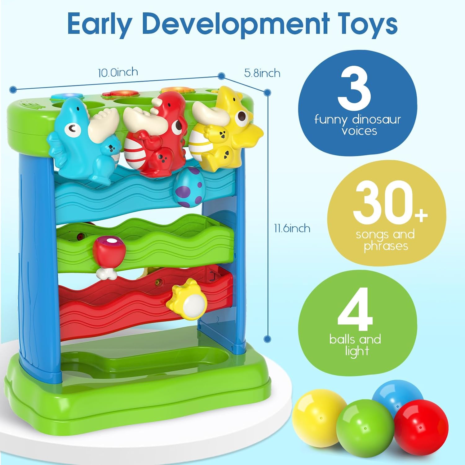 LACCHOUFEE Feeding The Dinosaur, Interactive Toddlers Toy, 1+ Year Old Baby Boys & Girls Gift, Musical Toys for Infant One Year Birthday Present, Babies Ages 6-12-18-24 Months Education Learning Toys