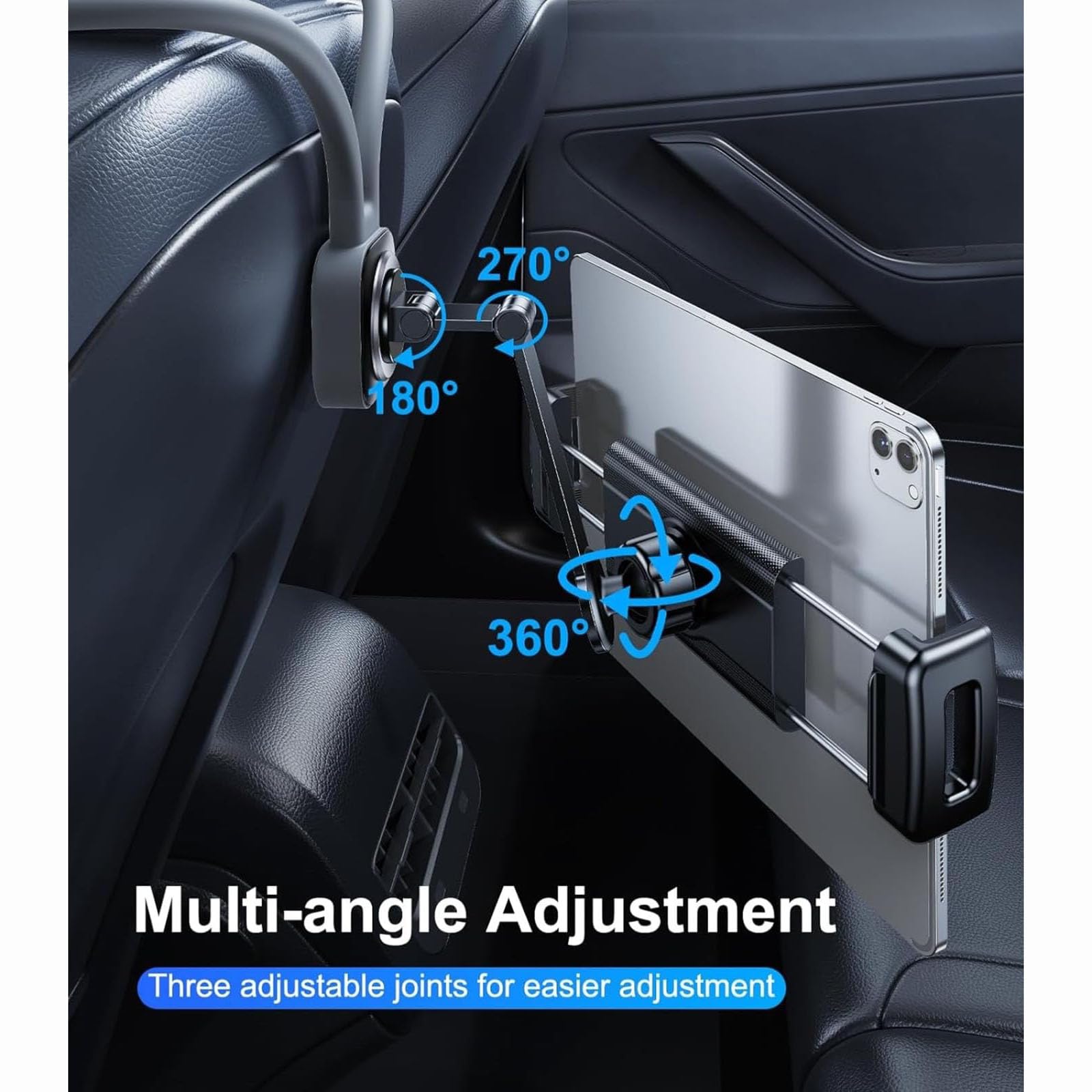 Supporto Tablet per Auto per Jeep Avenger | Porta Tablet e Smartphone Sedile Posteriore con Cinghia Flessibile in Silicone, Snodo 360 Gradi 4.7-12.9"