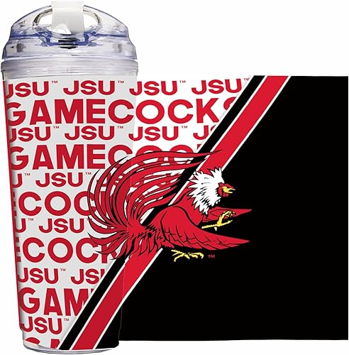 Miniatura 45 de Rico Industries NCAA - Vaso de acrílico estándar de 24 onzas con tapa con bisagras, vaso de doble pared con licencia oficial y popote