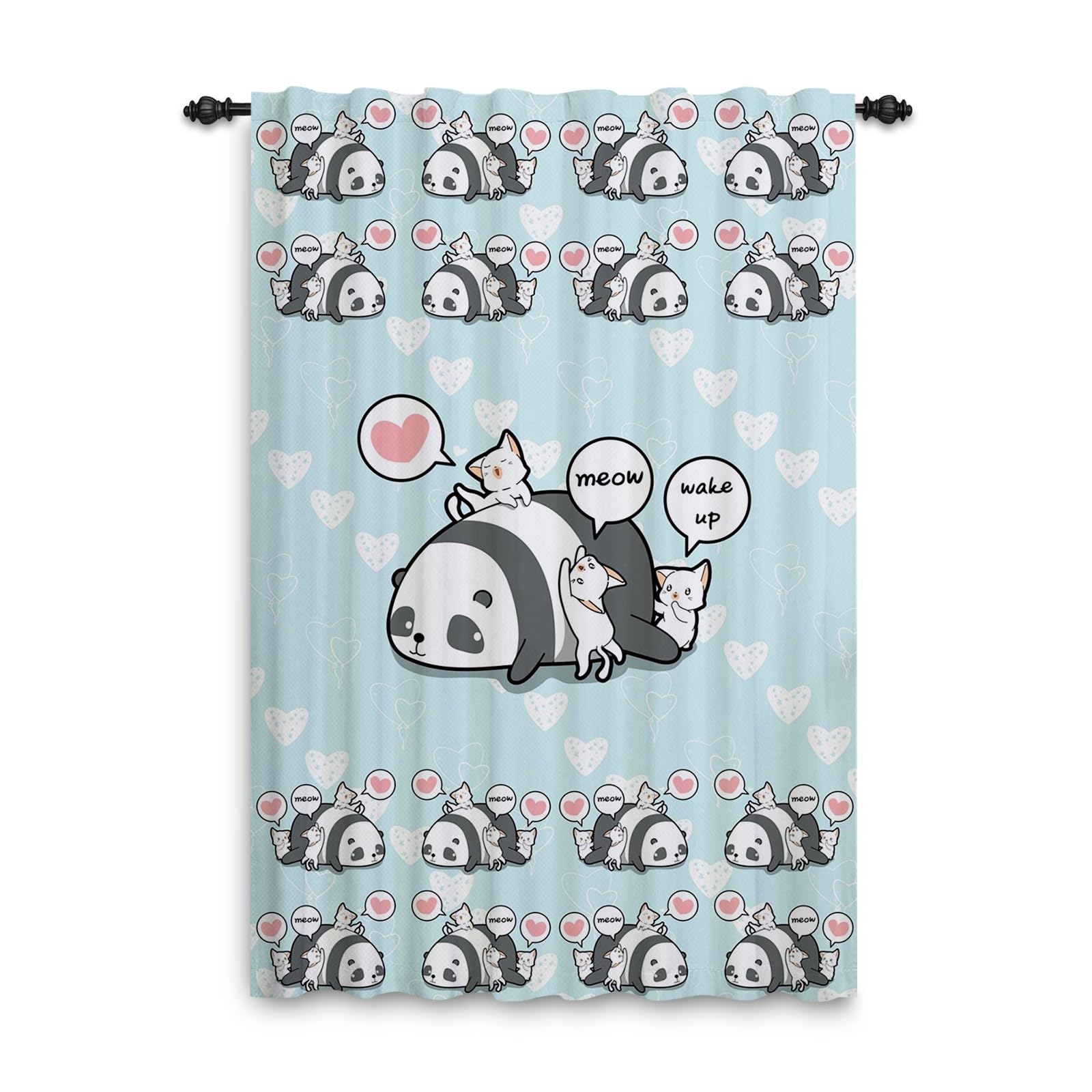 ggaimwf 42"x 63" Cartoon Animal Rod Pocket Curtain for Kids Bedroom Cute Panda Cat Linen Look Room Dividers Light Filtering Privacy Window Drapes for Boys Girls Playroom Living Room,1-Single Panel