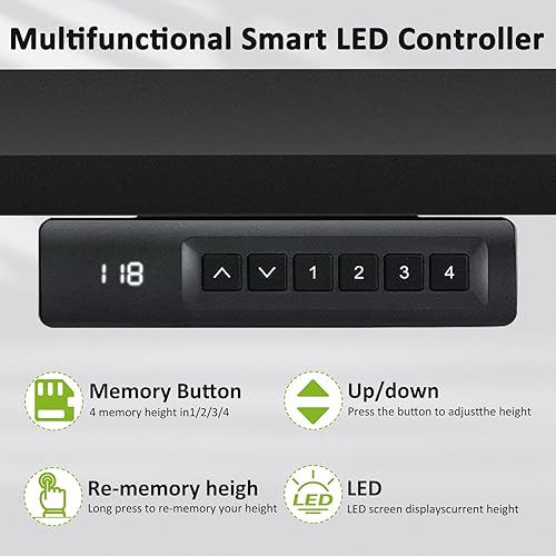 Vista 23 de farexon Escritorio eléctrico de pie de altura ajustable, escritorio de pie de 55 x 24 pulgadas con alfombrilla grande para el mouse, doble gancho