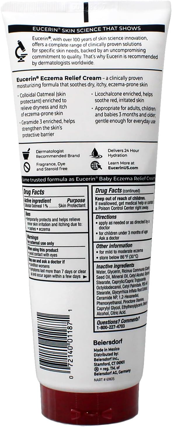 Eucerin Creme Eczema Relief 8 Ounce Tube (236ml) (6 Pack)