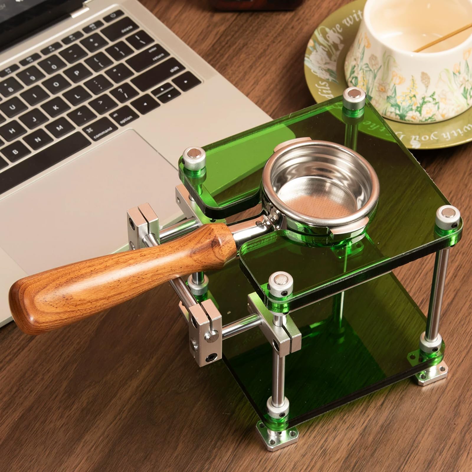 YNIYUJKL Espresso Tamper Station, 58Mm Portafilter Holder, Adjustable Height, Acrylic Coffee Accessory For Espresso Machines At Home Or Cafe,Green