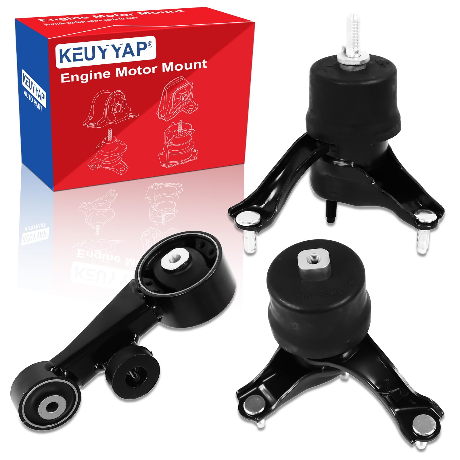 keuyyap 3Pcs Engine Motor Mount Compatible with Lexus ES350 V6 3.5L 2007-2012 Transmission Mount Set, Replace A4288 A62036 A62060, Black, CA-EM0187