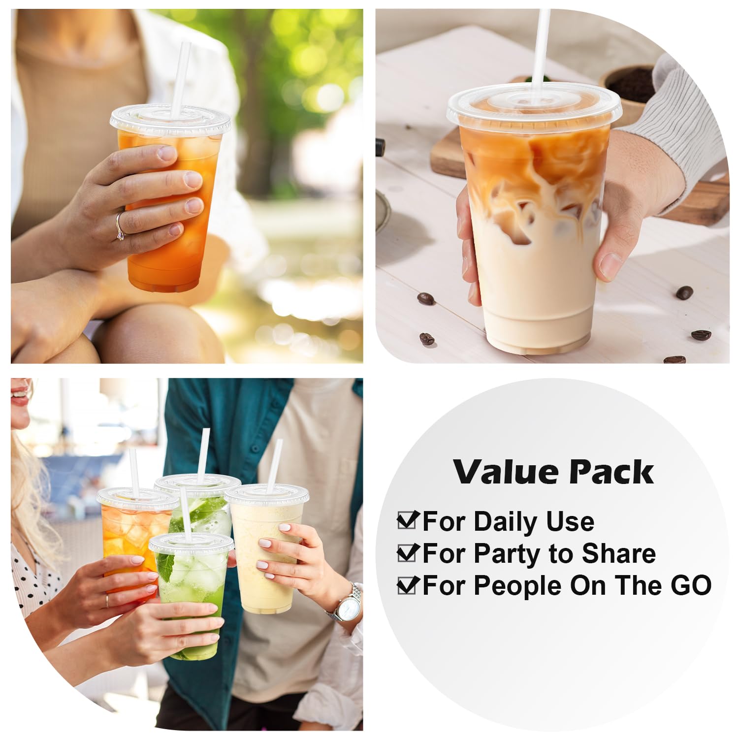 100 Pack 20 oz Plastic Cups, Clear Disposable Iced Coffee Cups — Amazon image 7