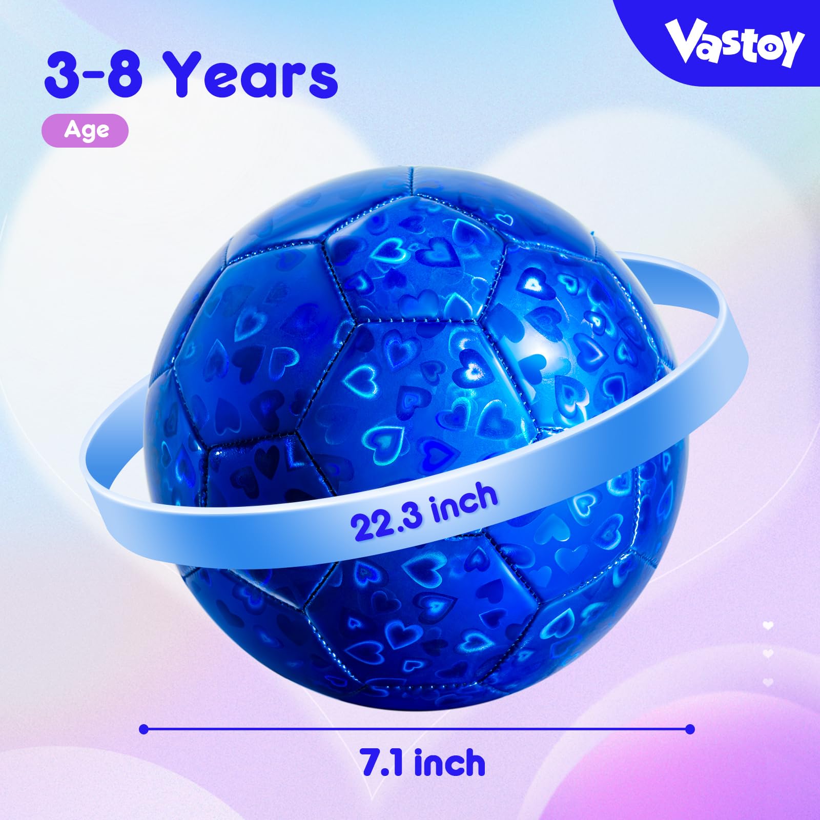Vastoy 2Pcs Size 3 Football for Kids Age 3-8 Kids Football with Glittery Pattern Design Kid Footballs with Pump - Image 2