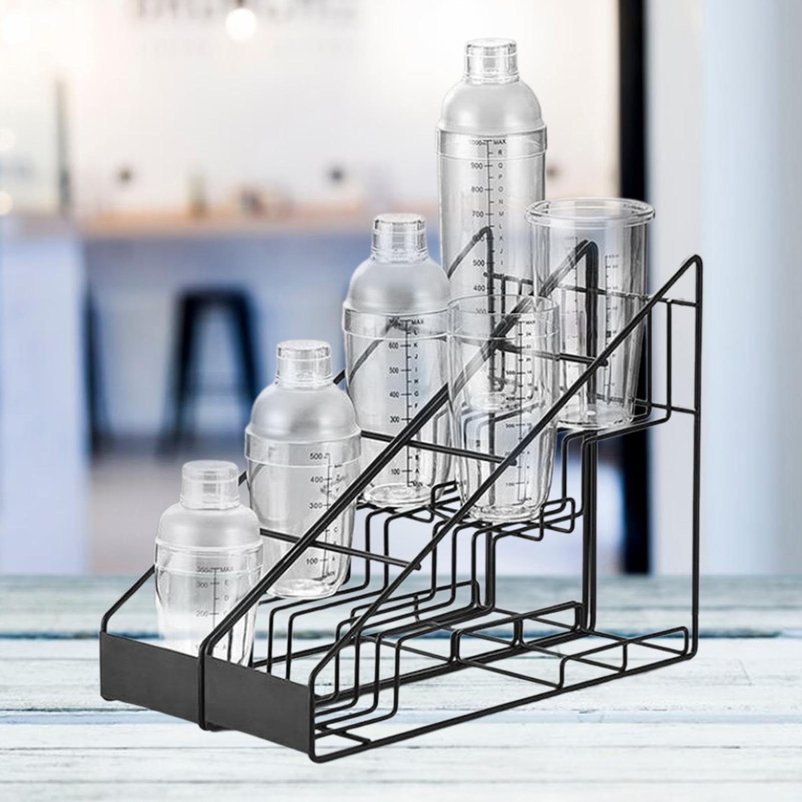 YWJLQH Kaffeeregalsystem für Sirup, Aufbewahrung für die Kaffee-Ecke, Flaschenhalter für Dressings, 2 Reihen Küche, Haushalt & Wohnen