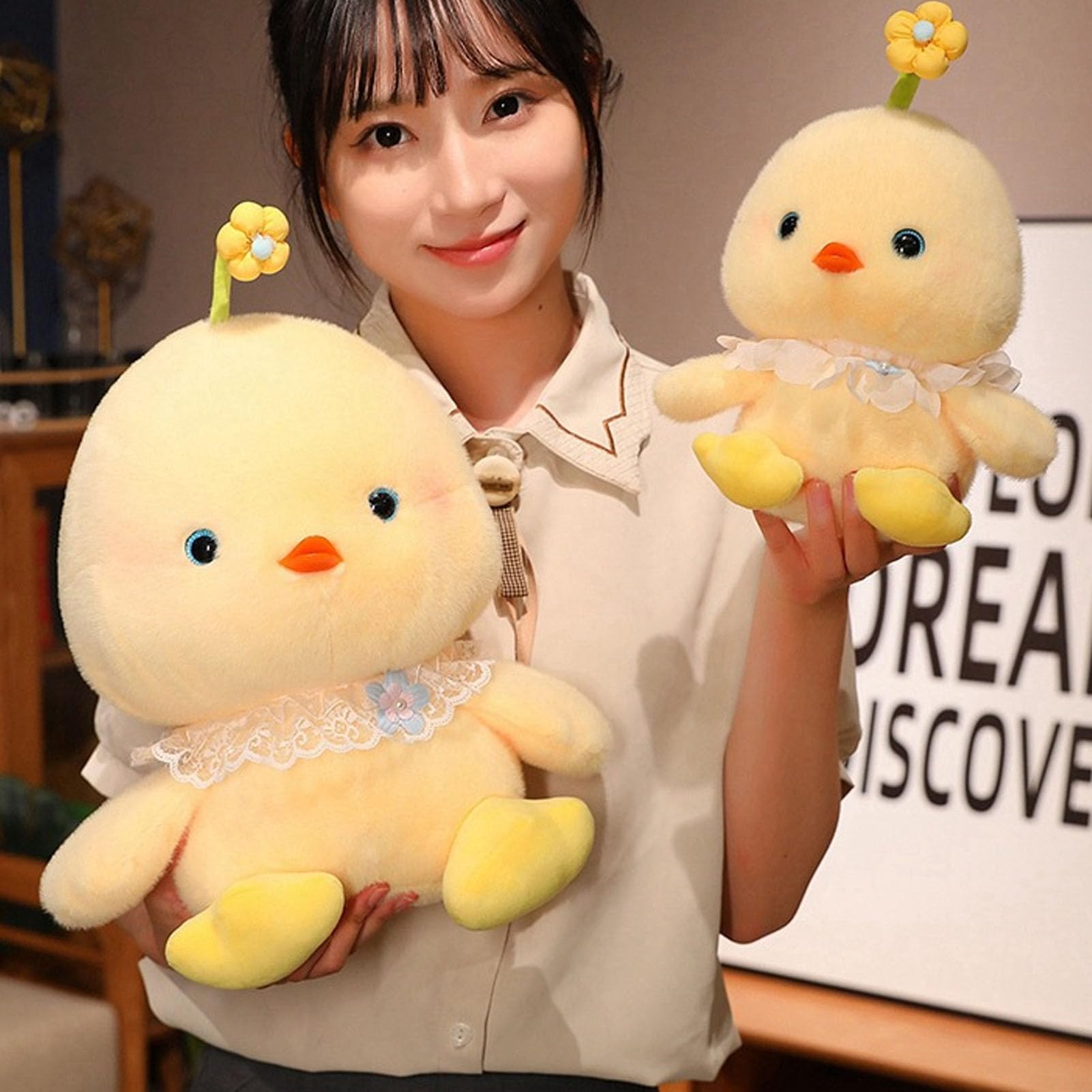 Peluche De Pollo De Color Claro – Muñeca De Felpa Suave De 23 Cm, Decoración De Habitación Y Compañero Diario, Regalo Para Adolescentes Y Amigos