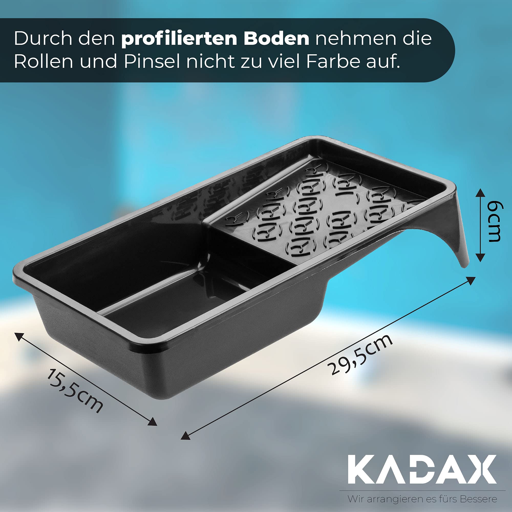 KADAX Bac ŕ Peinture en Plastique - Bac ŕ Peinture pour Peinture Murale - Bac ŕ Peinture avec Petite poignée - Accessoires de Peinture - Bac ŕ Peinture - (12) - Noir