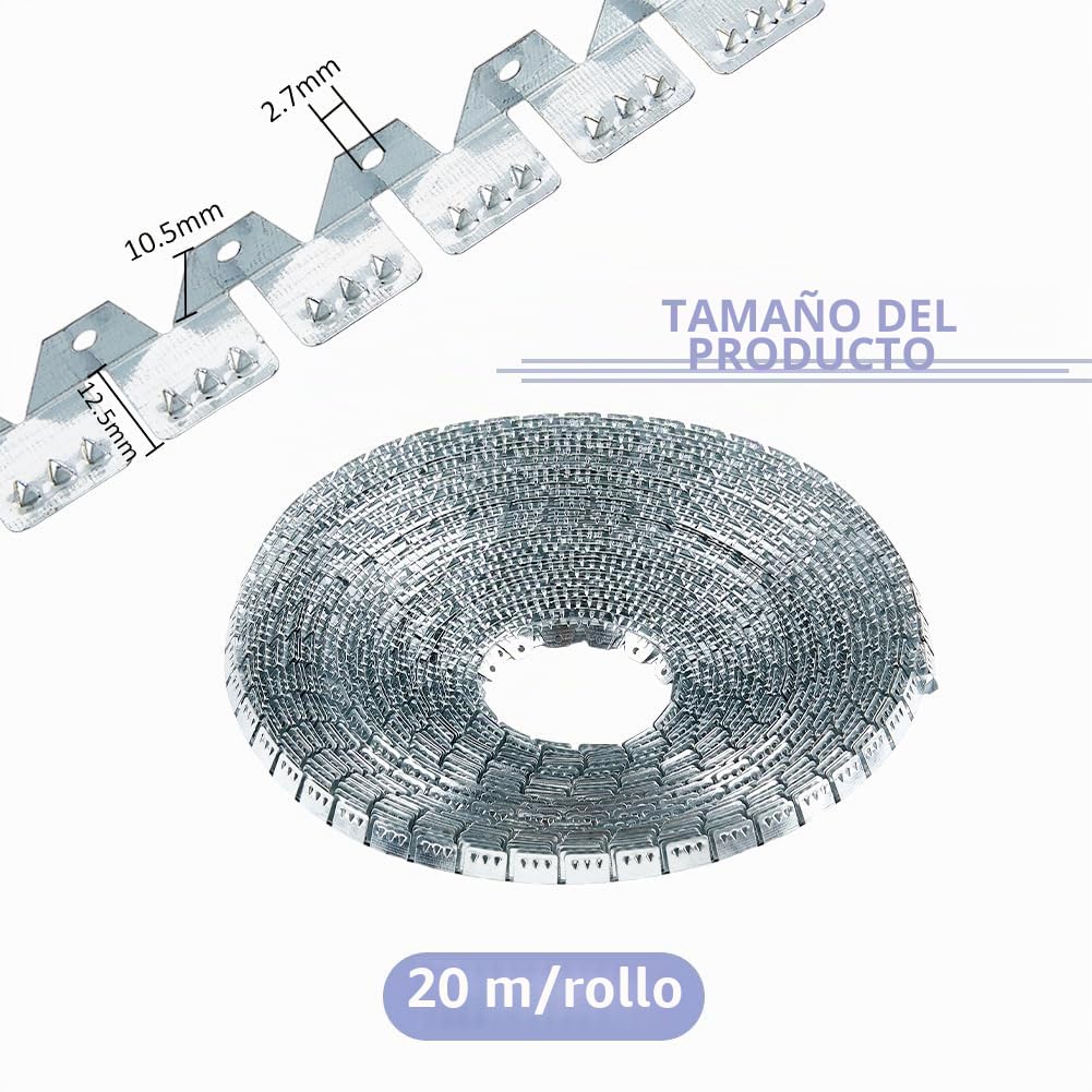 SUPERFINDINGS Tira de metal flexible con acolchado de 65 pies/20 m, curvada con mango ligero, de hierro de zinc para la reparación de muebles, sofás y sillas para bricolaje y bordes tapizados
