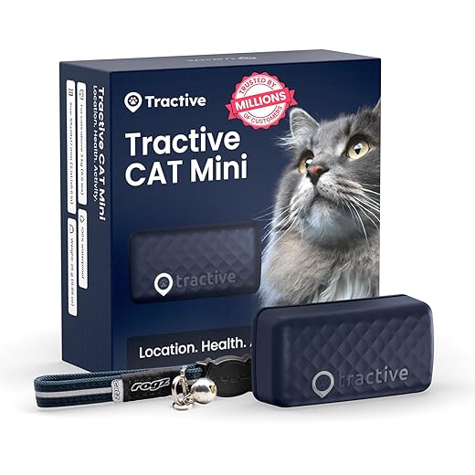 Tractive Smart Cat Tracker Mini | #1 Cat GPS | Real-Time Location Tracking | Territory & Location History | Safety Collar included (Dark Blue)