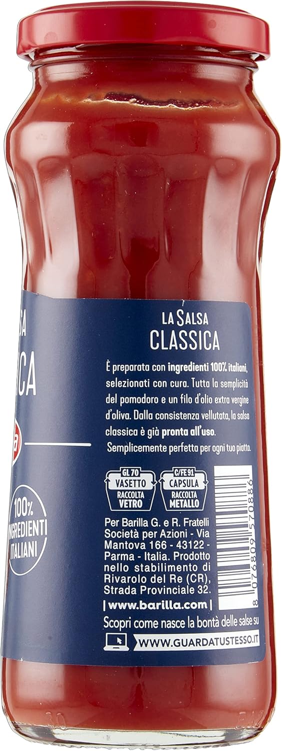 Barilla - Sugo Salsa Classica, con Pomodoro e Olio Extra Vergine di Oliva, Senza Glutine - 300 g - Immagine 5