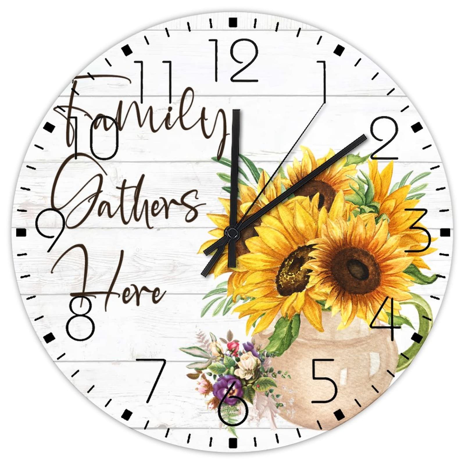 Horloge murale en bois fleurie pour décoration de bureau et maison