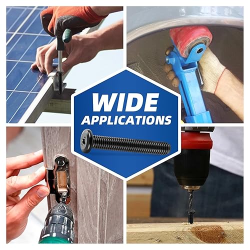 Miniatura 10 de Tornillos de cabeza plana Phillips M6-0.039 x 0.787 in para muebles, acero inoxidable 304 acabado negro, totalmente roscado, 20 unidades