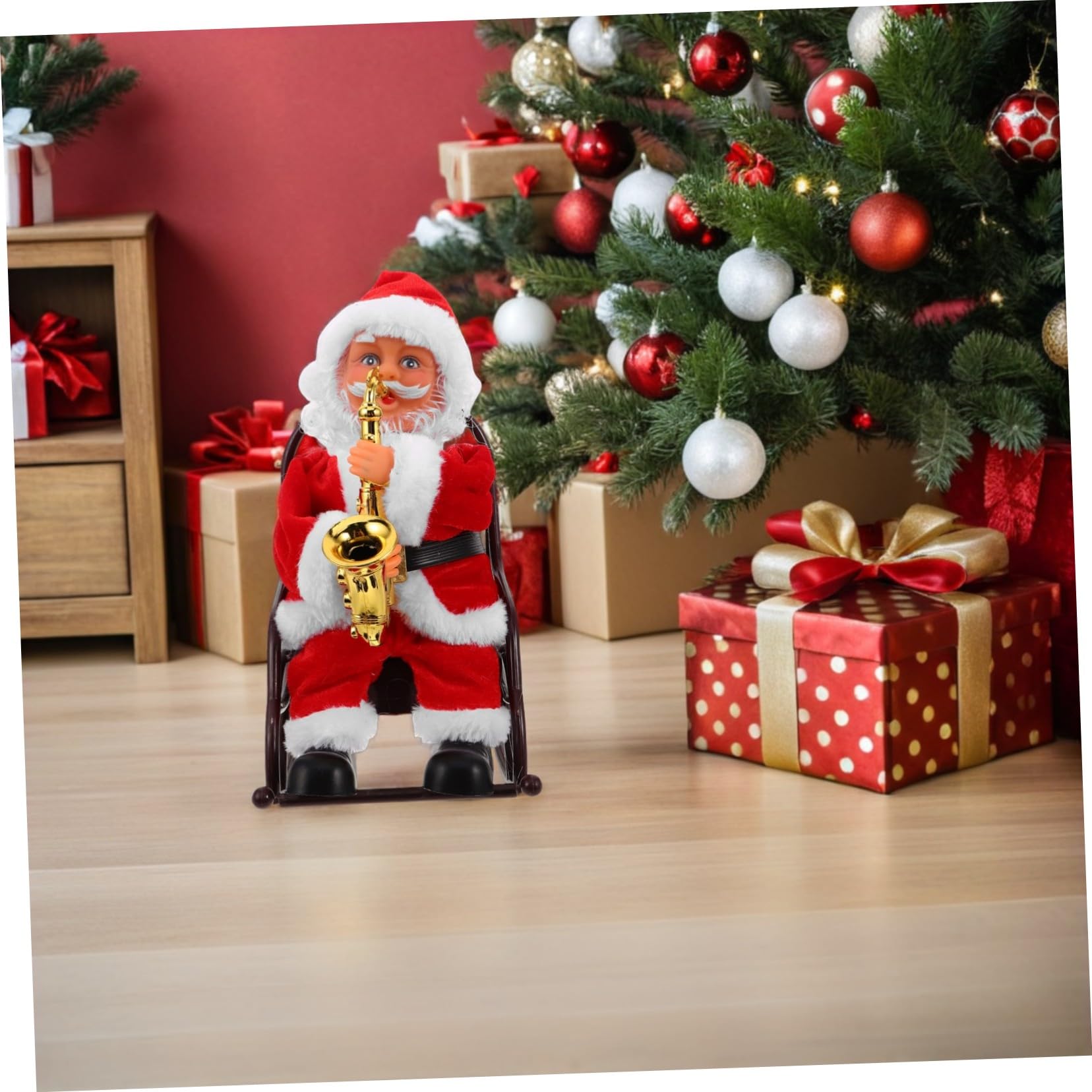 BESPORTBLE Juguete de Papá Noel Eléctrico con Música y Sazón Pequeño Muñeco Decorativo para Fiestas de Navidad Hogar y Juguetes Creativos de Temporada
