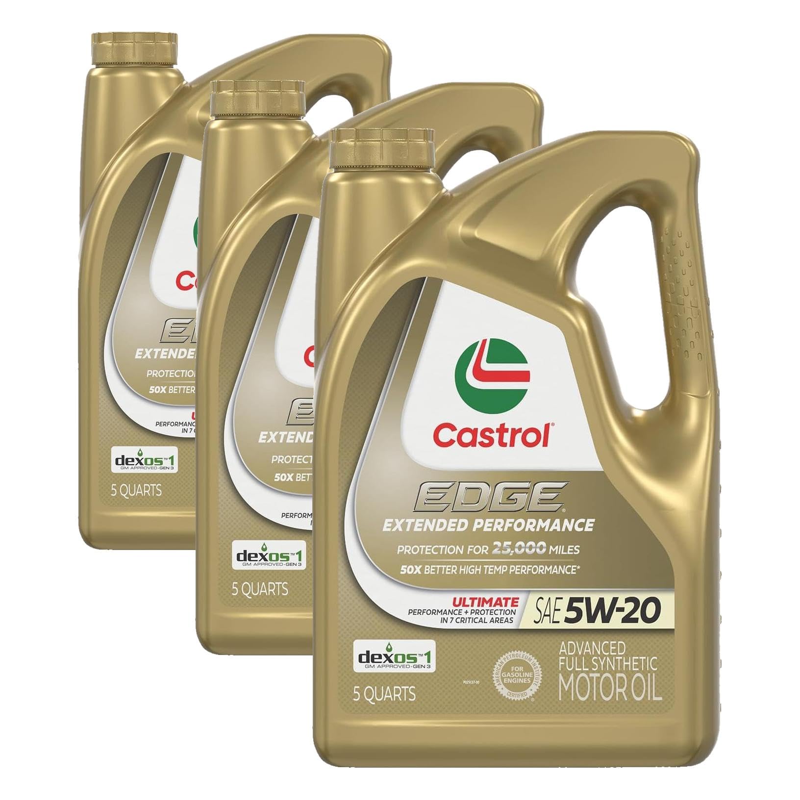 Castrol Edge Extended Performance 5W-20 Advanced Full Synthetic Motor Oil 5 Quart Pack of 3