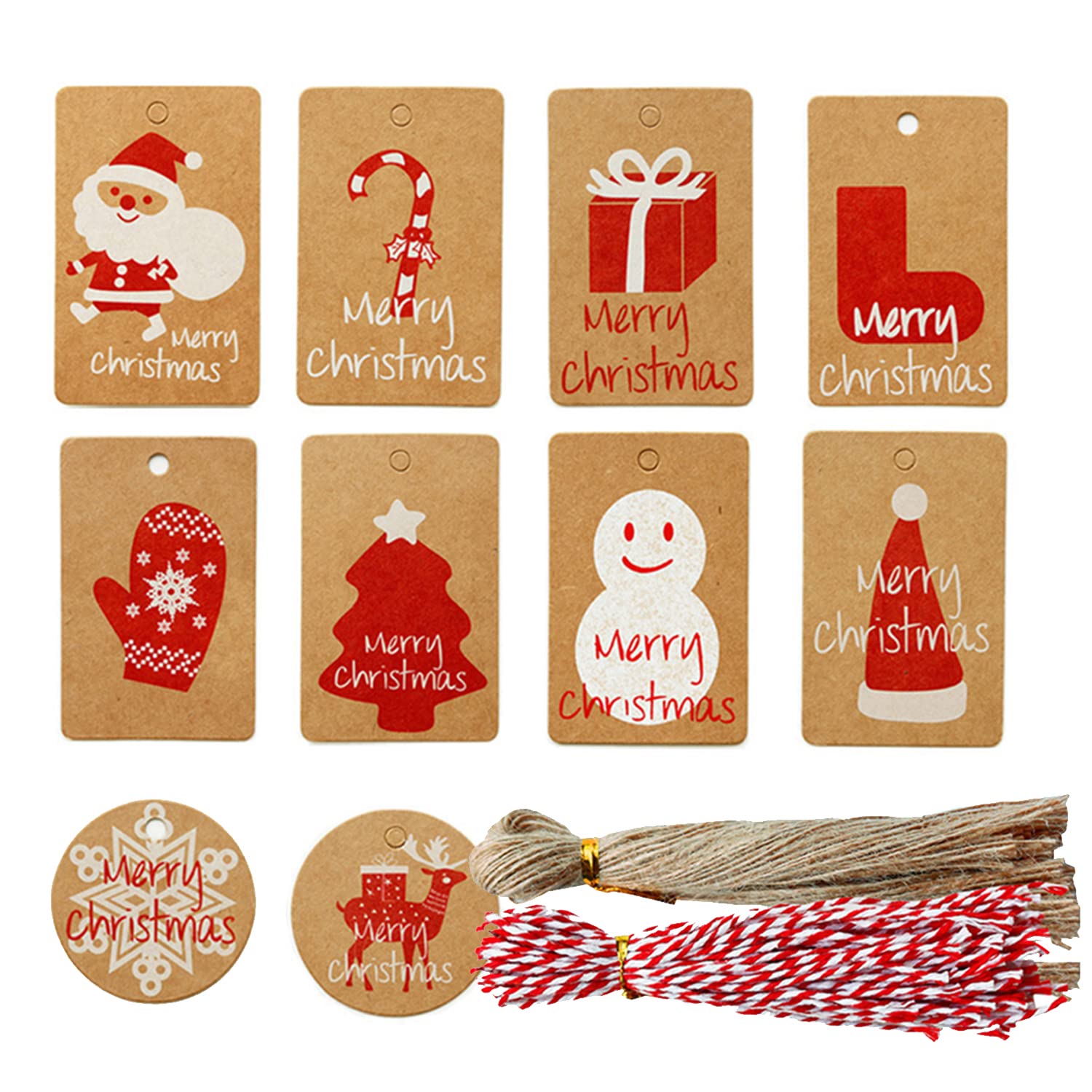 Amazon.com : Pintreeland 100 Pack Christmas Gift Tags With String, Xmas  Santa To/From Gift Tags For Diy Homemade Holiday Present Wrap Name Tag  Label (Style B 100 Pack) : Health & Household