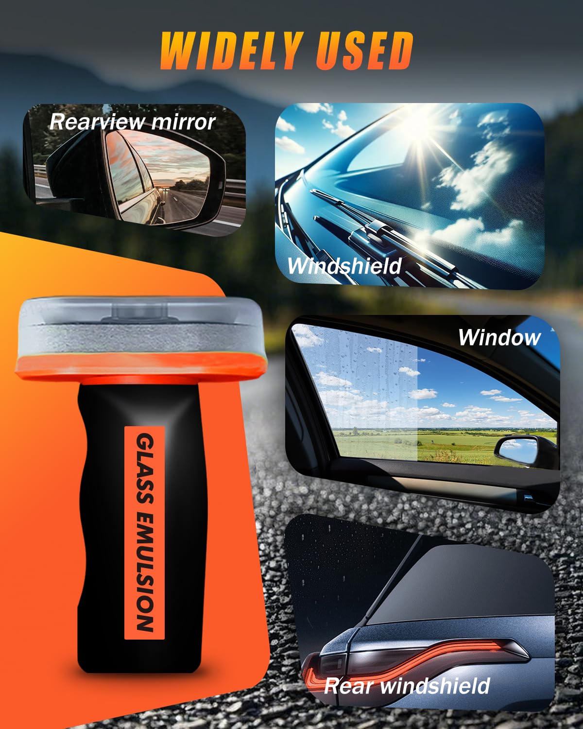 Glass Oil Film Remover for Car, Glass Emulsion Cleaner with Built-in Sponge Board, Windshield Cleaner, Removes Oil Film & Smudges, Improves Clarity & Visibility for Safe Driving — view 5