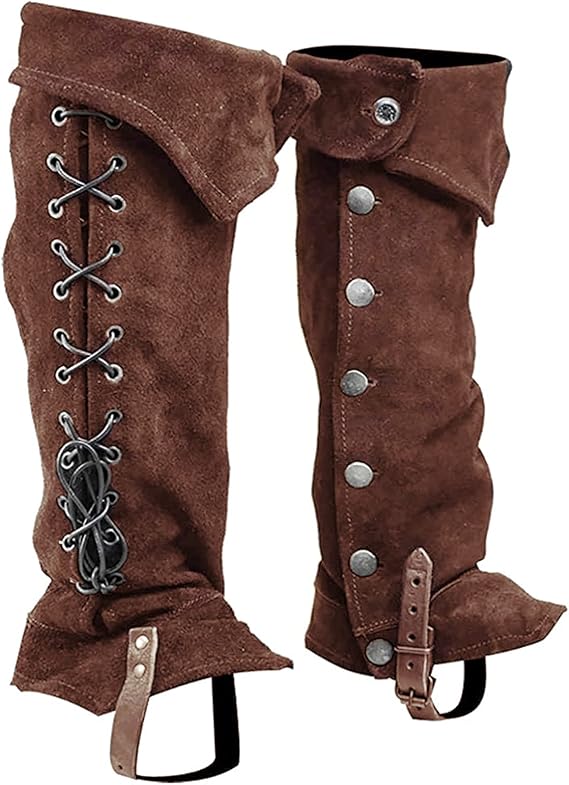 MILECN Deluxe Cowhide Leather Gaiters, Adjustable Hunting Leg Gaiters