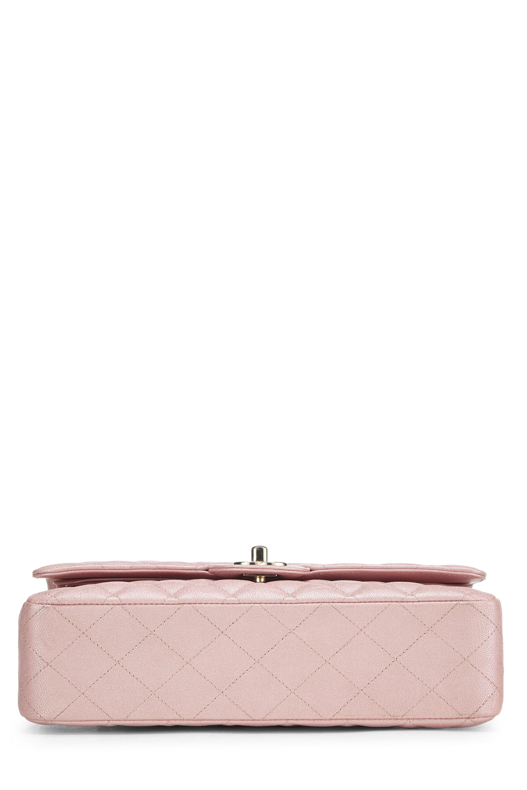Chanel, Pre-loved Iridescent Pink Quilted Caviar Classic Double Flap Medium, Pink