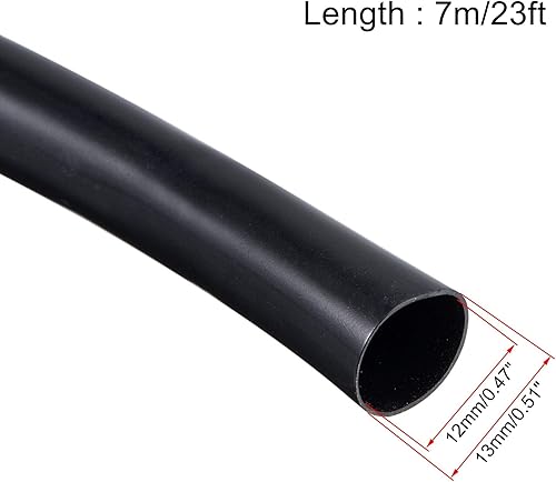 Miniatura 2 de uxcell Tubo negro del arnés de cable del tubo del PVC, 12-inch (12mm) ID 23ft manga para la protección del alambre del revestimiento del alambre