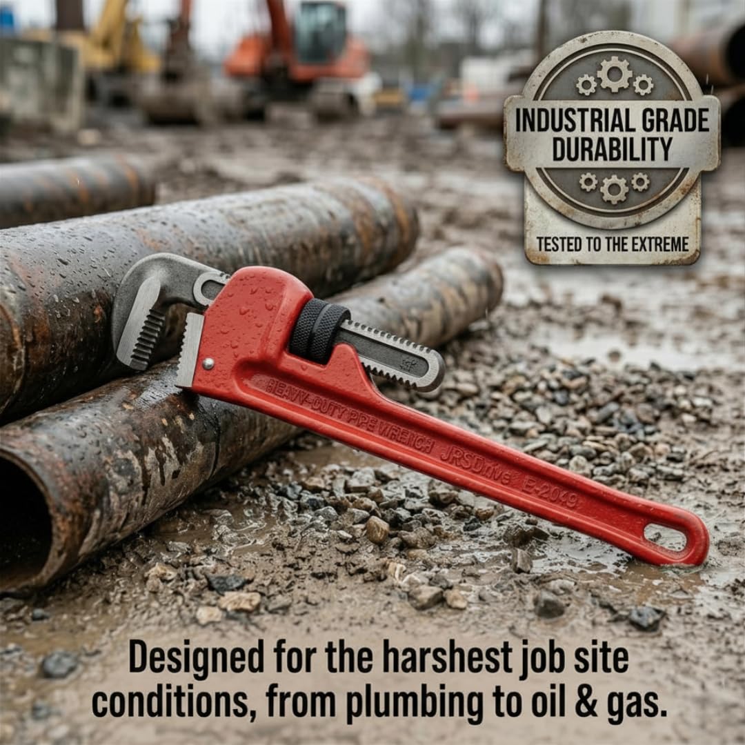 Eastman Pipe Wrenches Set Of 1Pcs, 24/600 Mm, Drop Forged Steel Induction Hardened Teeth Ideal for Construction & Heavy-Duty Applications for Industrial & Professional Use (E-2048) 2