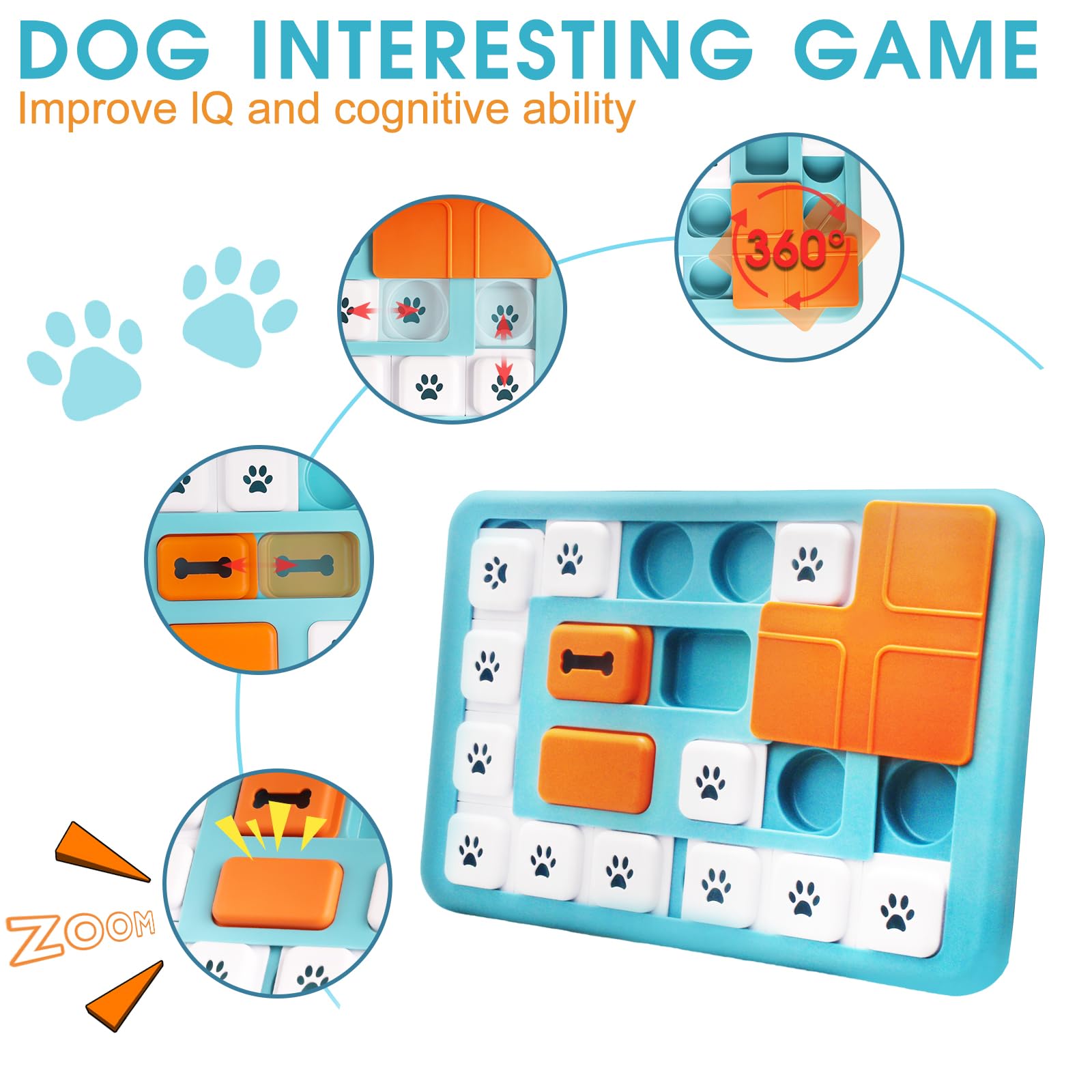 YETEE Interactive Dog Puzzle Feeder, Treat Dispenser Dog Puzzle Toys with Squeaker & Non-Slip - Image 2