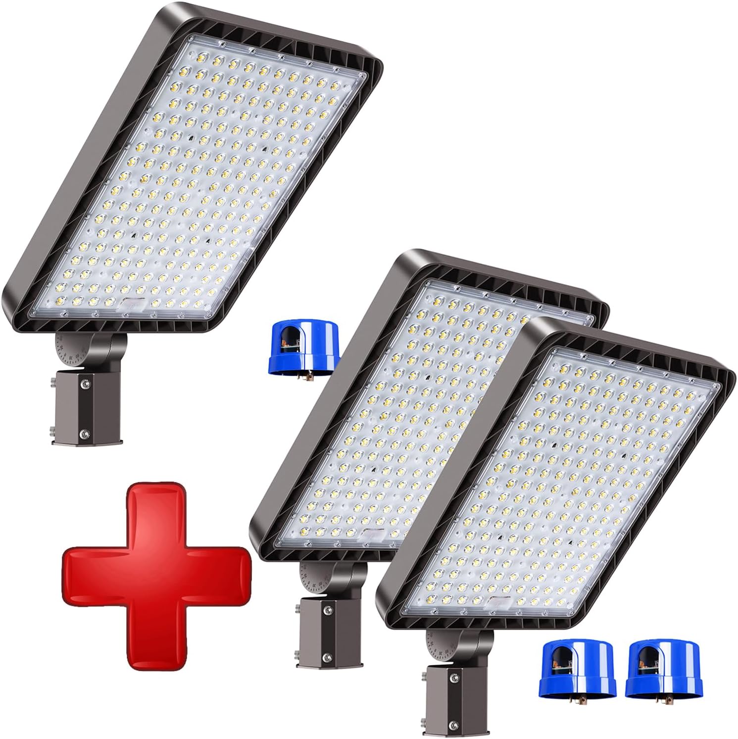 3 Pack 480W LED Parking Lot Light with Photocell Dusk to Dawn Outdoor Lighting 5000K 75000LM Street Lights IP65 Waterproof Commercial Flood Lights