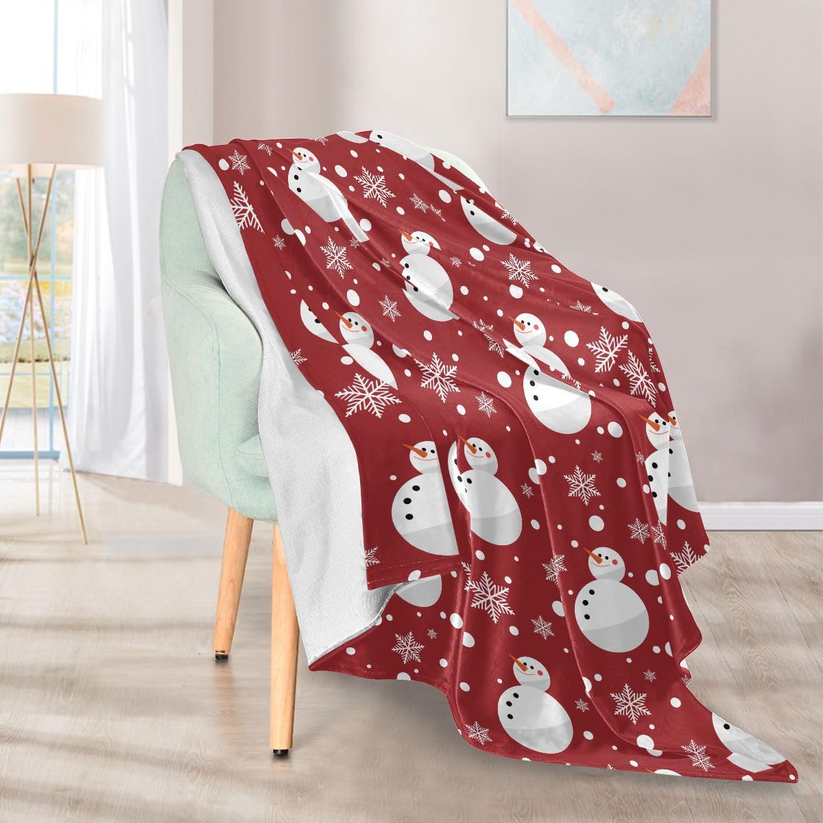 Throws Blanket, Christmas Snowman Faux Fur Warm Soft Fleece Bed Blankets Large Fluffy Autumn Blanket 50 x 60 inch for Sofa Couch Office Travel Camping