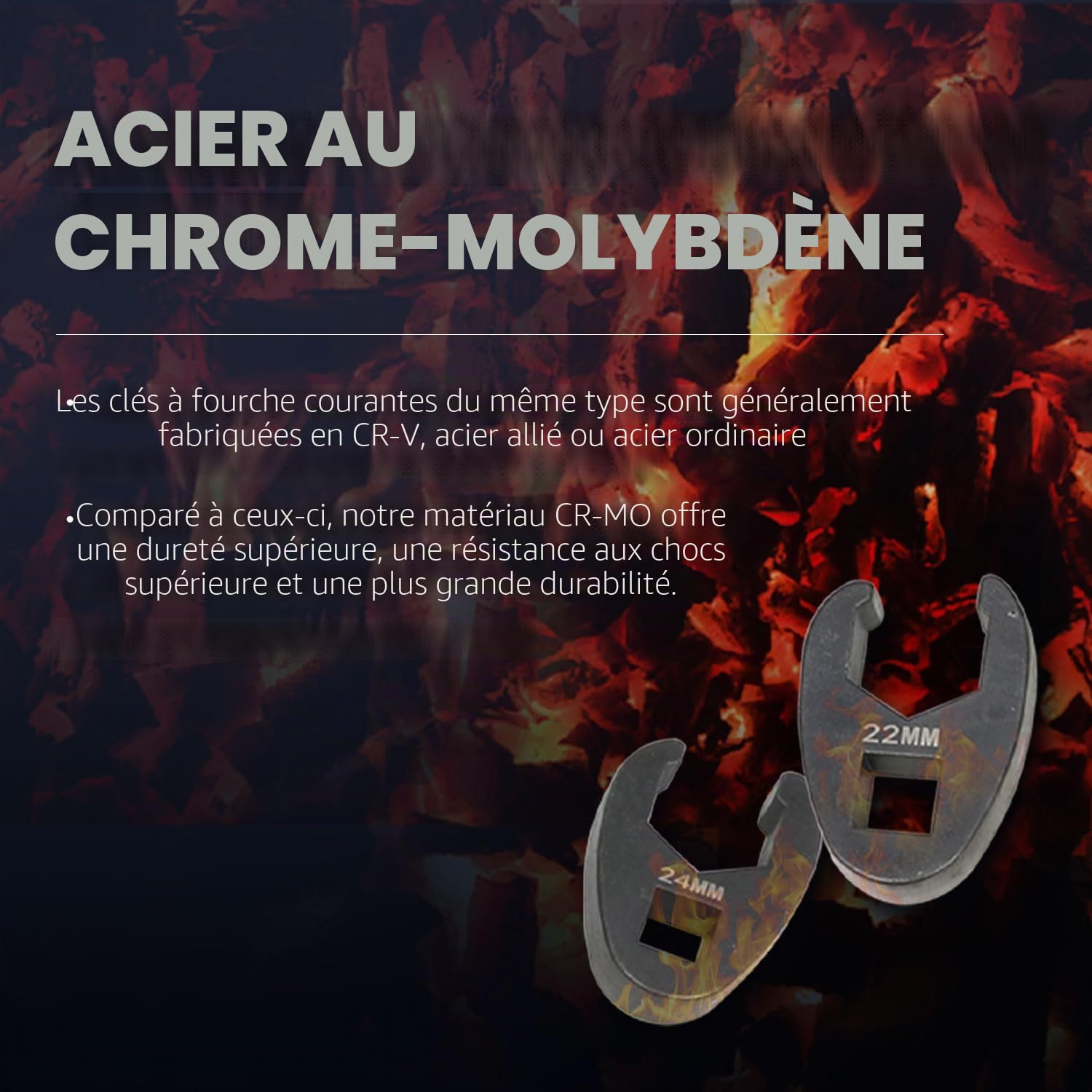 DPTOOL Jeu de 21 clés à pied d'oie 1/2" et 3/8" - Lot de clés métriques 8-32 mm à 6 points pour enlever les écrous des zones difficiles d'accès