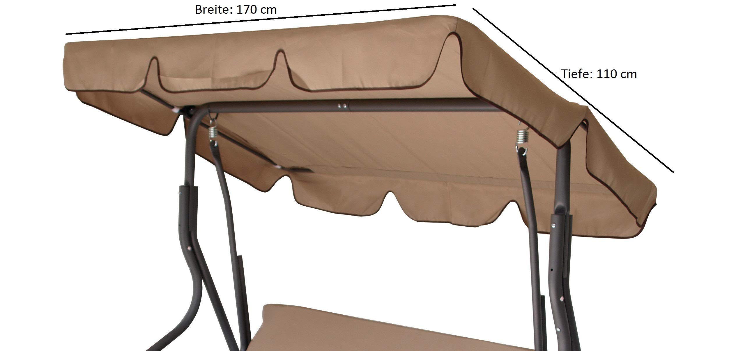 DEGAMO Dachplane Ersatz Dach für Hollywoodschaukel Florida 170x110cm, cremefarben mit Kedern, Outdoor