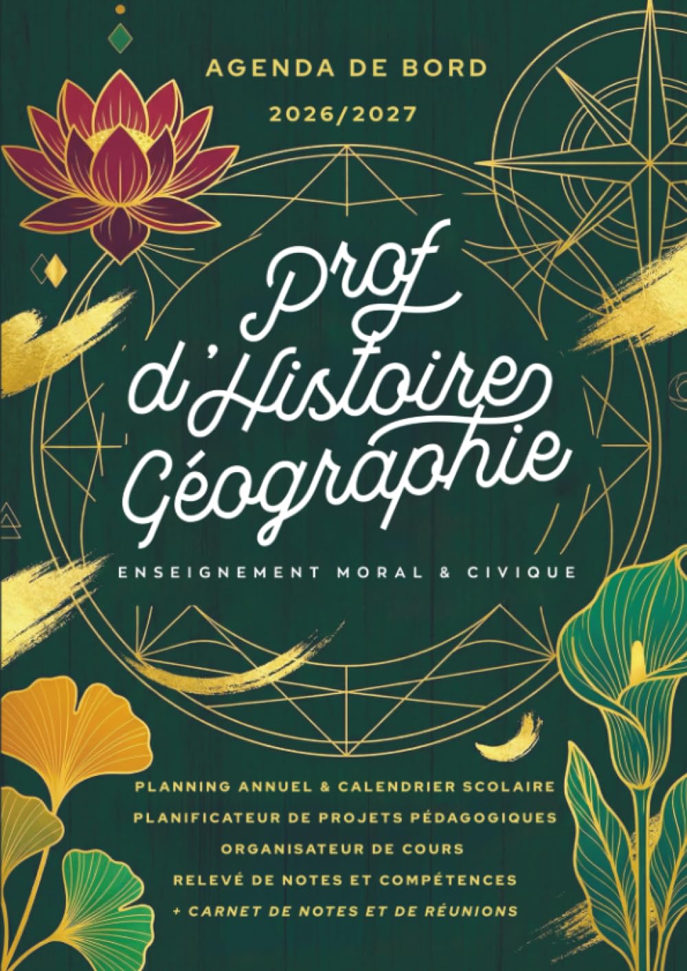 Agenda de bord 2026/2027 professeur d’Histoire Géographie EMC: Carnet de bord A4 pour les enseignants