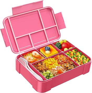 Jelife Kids Bento Box Lunch Box - Leakproof 6 Compartments Bento Lunchbox