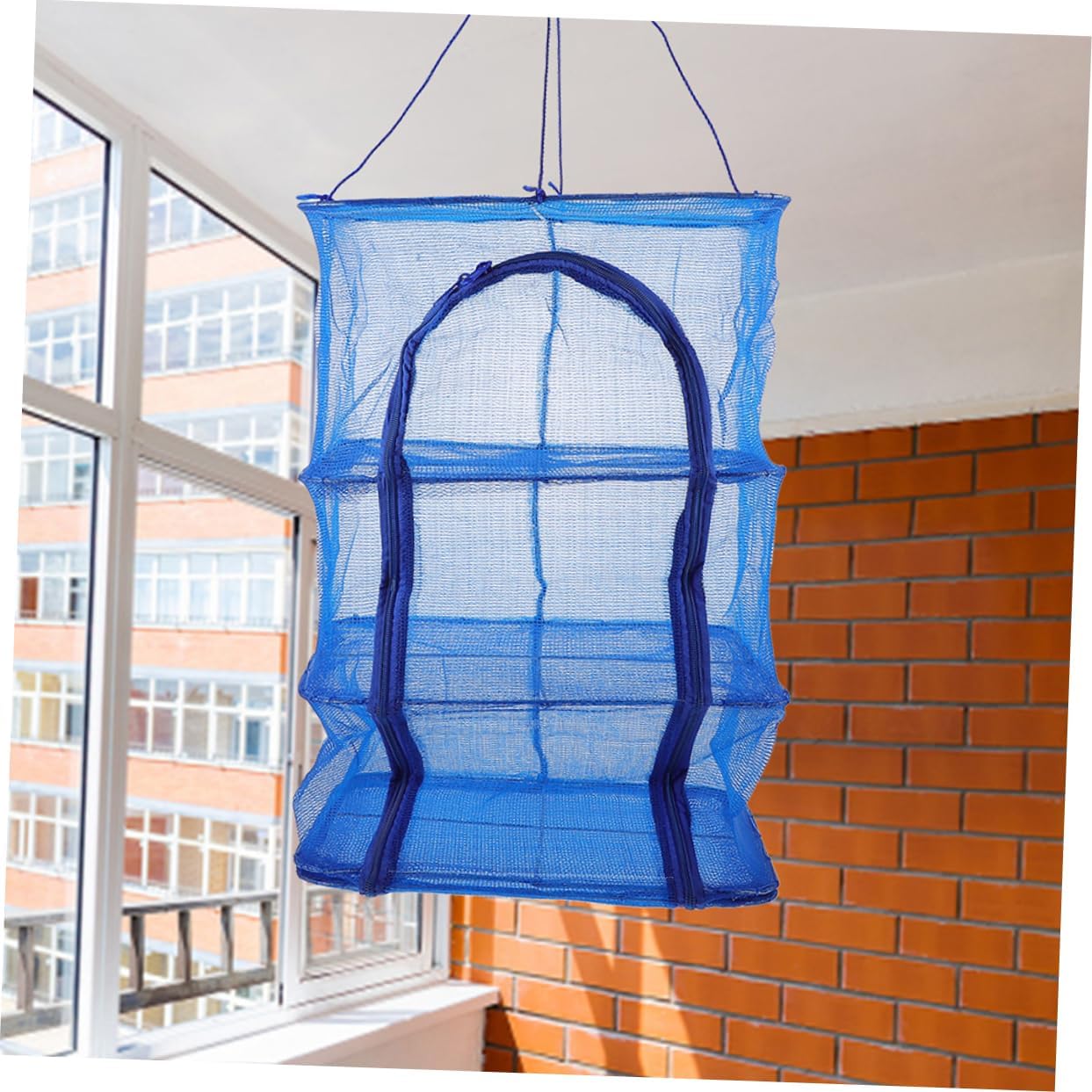 VANZACK Foldable Fish Drying Net 2pcs Multi-Layer Mesh Hanging Drying Rack for Fish Vegetables and Fruits Waterproof Zipper Opening