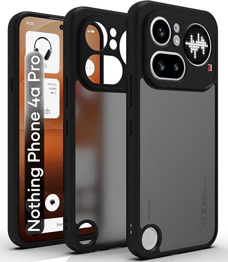 RIGGEAR Shockproof Sleek Hybrid Armor Back Cover Case for Nothing Phone 4a Pro 5G (Smoke Black Matte PC + Black TPU Bumper)