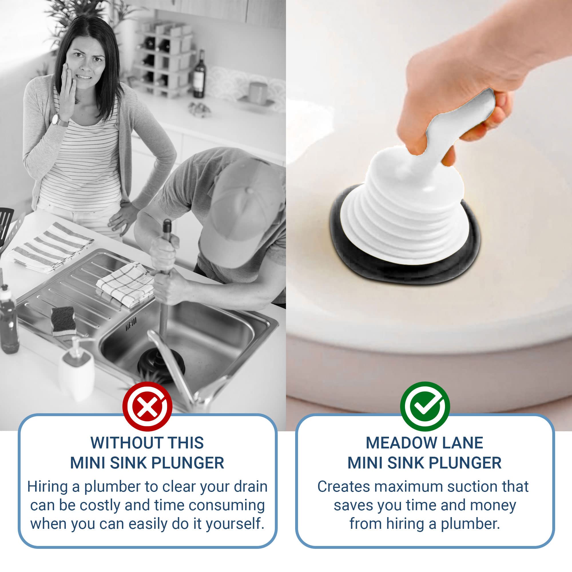 Mini Sink Plunger - Small Clog Remover For Kitchen & Bathroom Drains - Powerful Suction - View #6