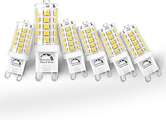 G9 LED Bulb Dimmable 5W 4000K Natural White, Replace G9 40W Halogen Equivalent, AC120V G9 Bipin Base LED Bulbs for Chandelier Pendant Light, 0-100% Dimmable, No Flicker, 400LM(6pack)