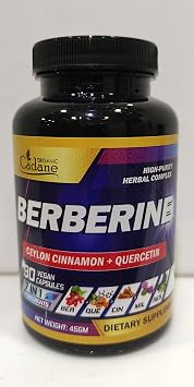 Organic Cadane Berberine Supplement with Ceylon Cinnamon, Quercetin, Black Pepper & More - Supports Heart, Digestive, Body & Immune - 90 Capsules for 3 Months