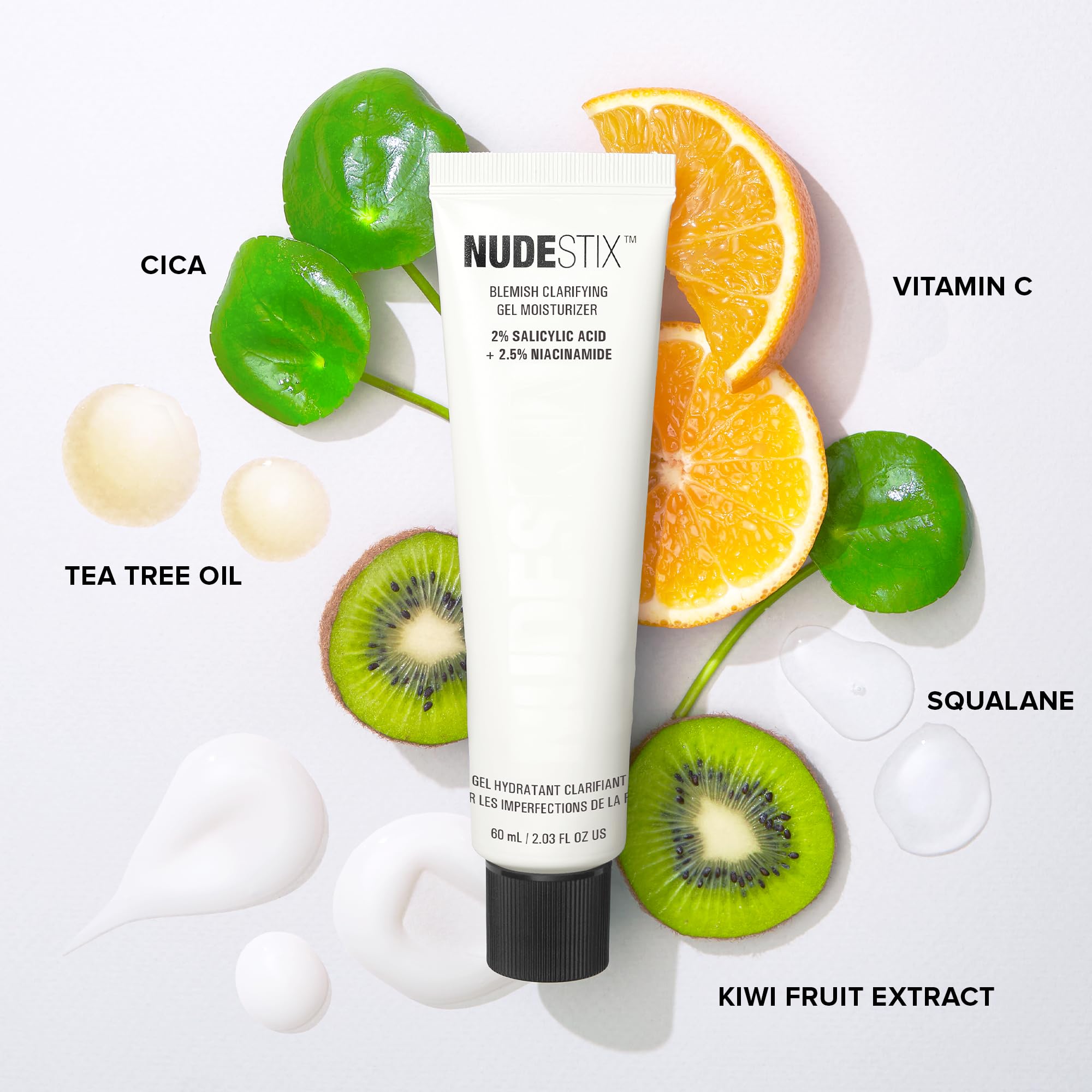 Nudestix Blemish Clarifying Gel Moisturizer – Lightweight Salicylic Acid Acne Treatment with Niacinamide, Cica & Hyaluronic Acid | Hydrating, Vegan Daily Face Moisturizer for Clear, Balanced Skin