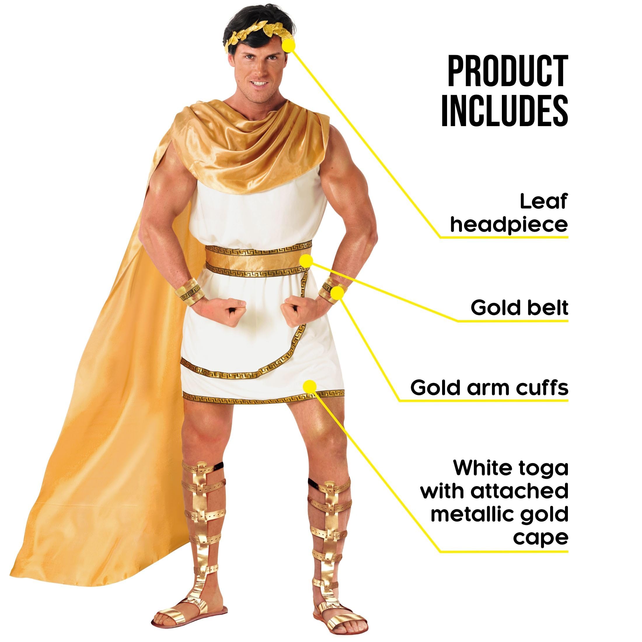 Morph Costume Dio Greco Uomo, Apollo Costume Romano Uomo, Vestito Greco Toga Zeus, Carnevale Imperatore Romano Adulti