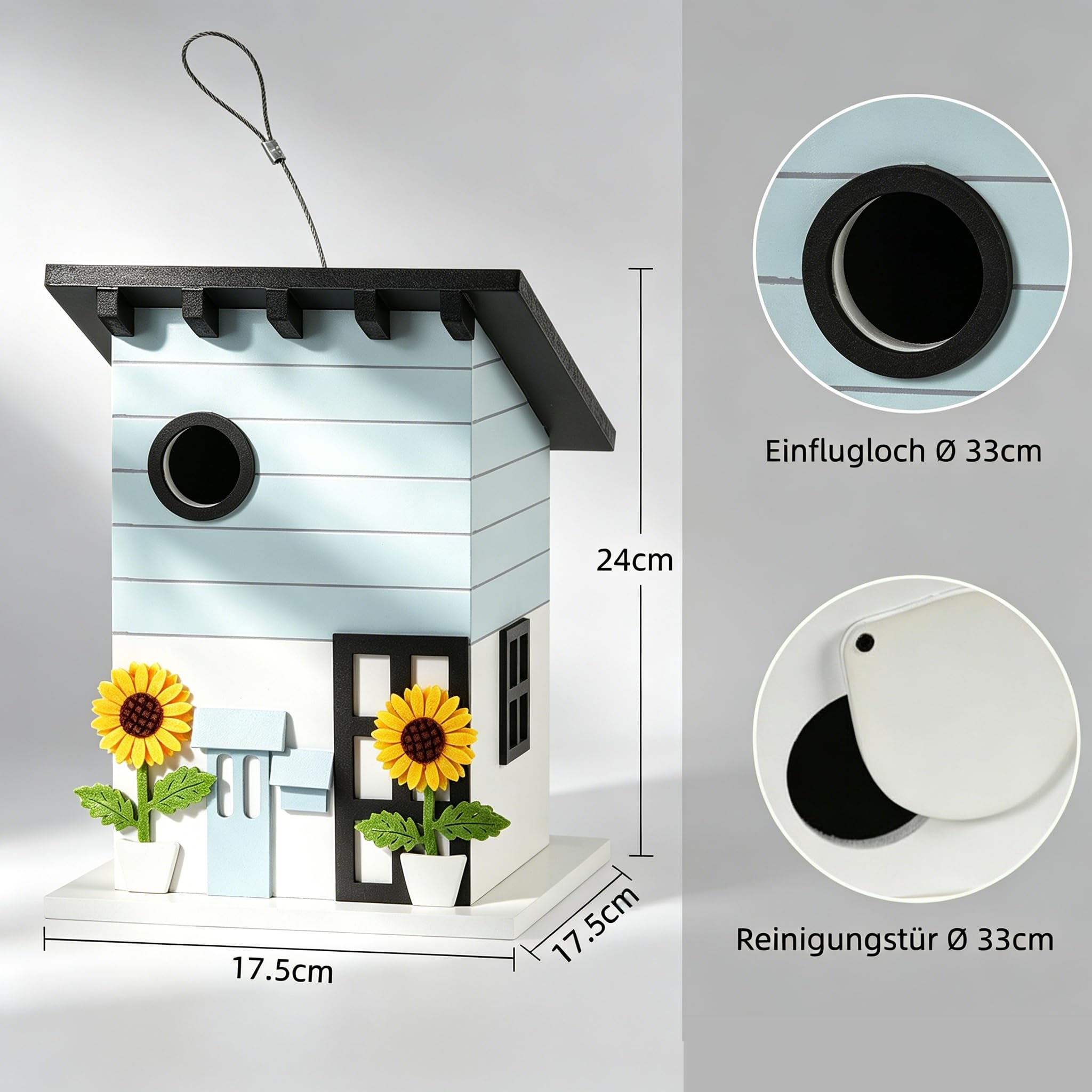 Nistkasten für Vögel für draußen wetterfest, Vogelhaus zum Aufhängen - dekoratives Vogelhäuschen für Garten, Balkon & Terrasse mit 33mm Einflugloch