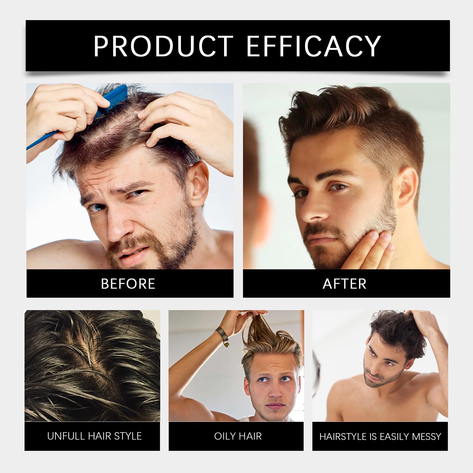 Haarstyling-Ton Für Männer – 100g Matte Finish, Starkhaltender Haarkleber Ohne Glanz, Wasserbasierte Haarpaste Für Volumen & Textur, Ideal Für Alle Haartypen, Styling-Wachs